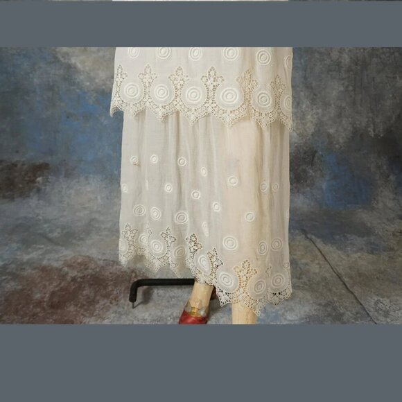 Vintage Edwardian Embroidered Sheer Lace Two-Piece Set – XS/S - Picture 5 of 16